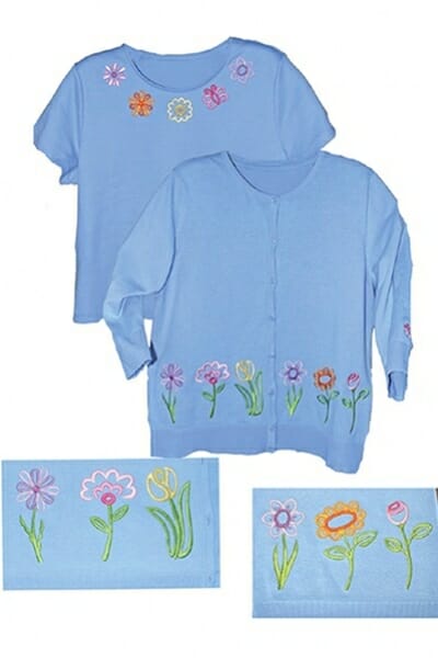 Slider Flower Whimsy Blue Sweater